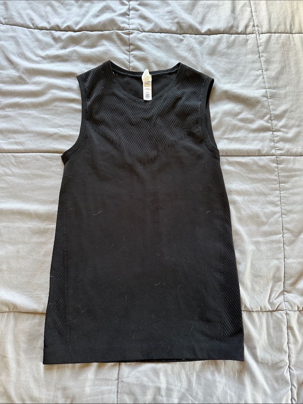 Athleta Black Mesh Short-Sleeve Athletic Top